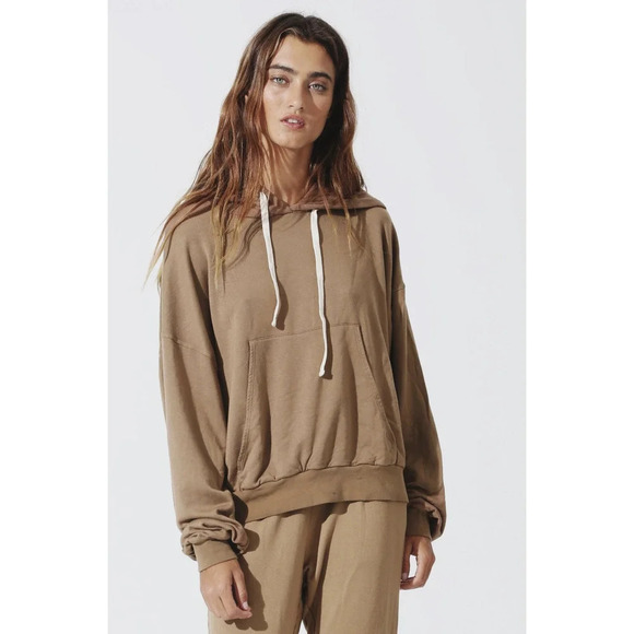 Electric & Rose Melrose Micromodal Hoodie Honey‎ Tan Brown Size Medium - Picture 1 of 9